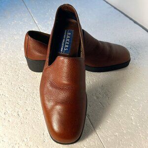 Bakers SZ 8.5 Vintage 90's Brown Leather Comfort slip on loafer Academia Office